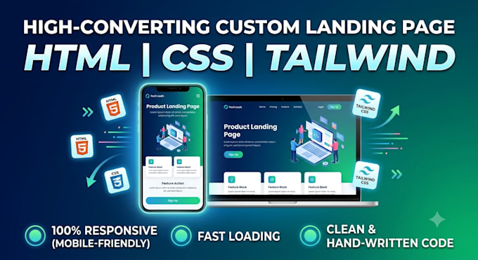 build a responsive landing page using HTML CSS and tailwind