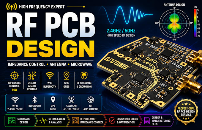 design rf pcb layout with controlled impedance and antenna design