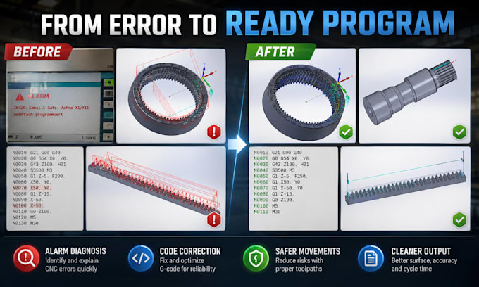 fix and optimize cnc gcode for lathes and mills