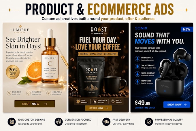 design conversion focused meta and google ad creatives