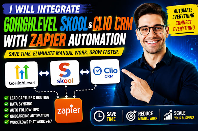 fix or integrate gohiglevel skool and clio crm with zapier workflows automation