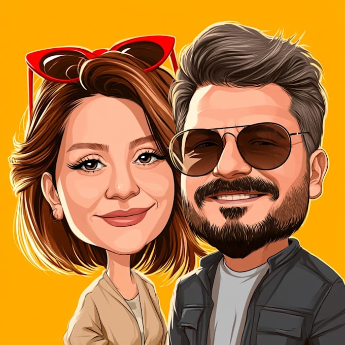 create professional caricatures for couples or wedding gift