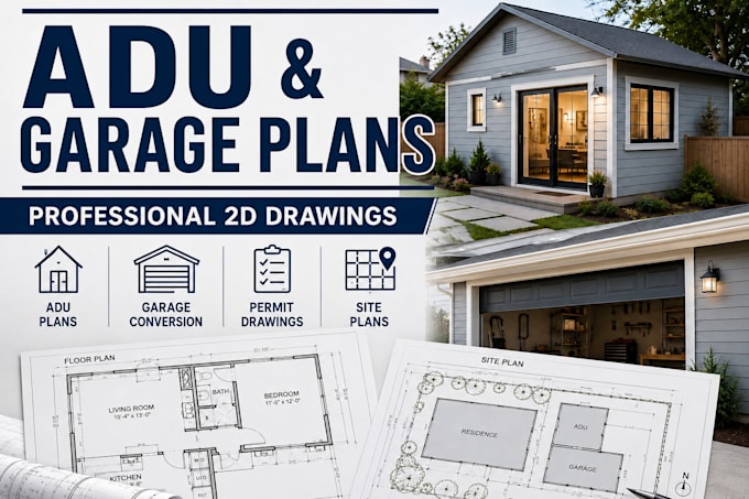 create adu plans, garage conversion plans, permit drawings and site plans