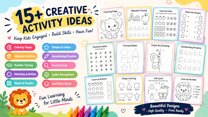 design coloring pages and preschool activity workbook