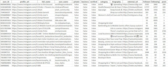 extract followers data list from public instagram profiles
