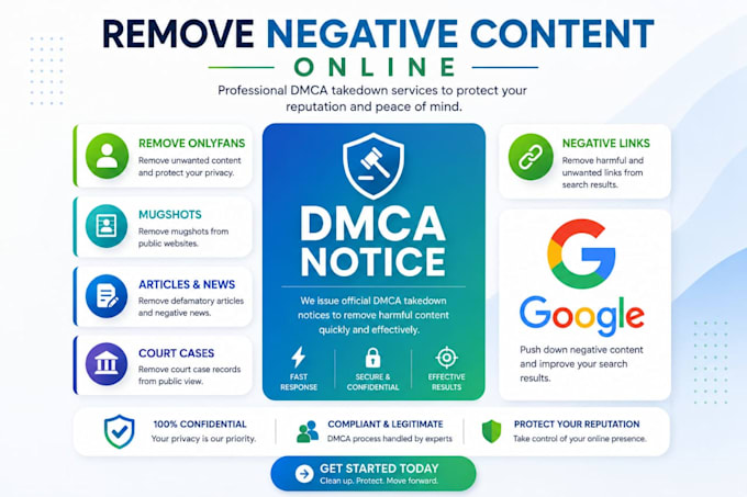 remove negative articles false,bad news links mugshots cases from google