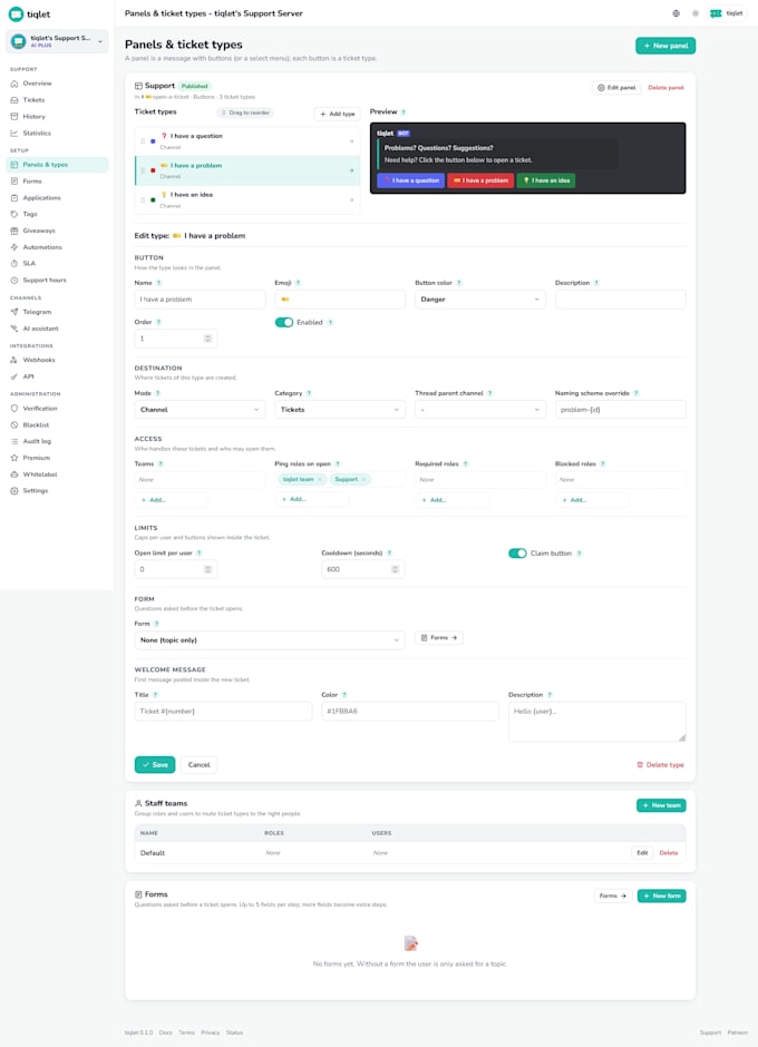 develop a custom discord bot with a web dashboard