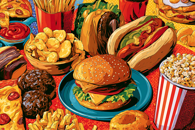make a food pop art illustration