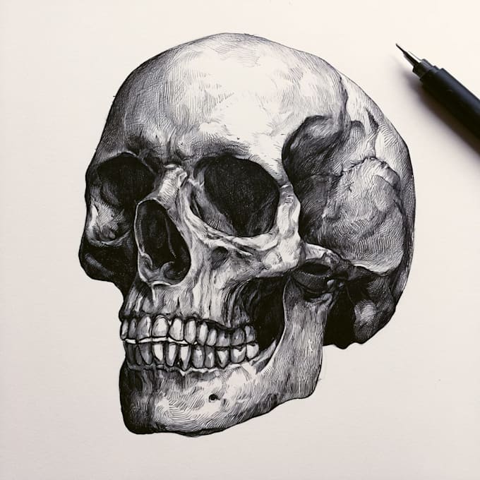 create unique skull artwork for tattoos and merchandise