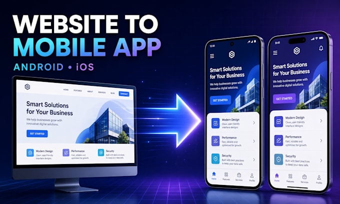 convert your website or figma design into android and ios apps