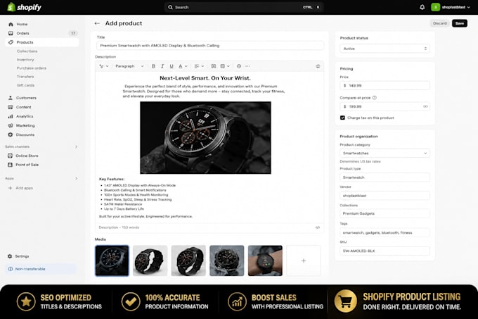 add and optimize shopify product listings