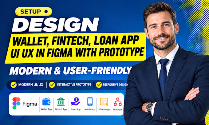 design wallet, fintech, loan app UI UX in figma with prototype