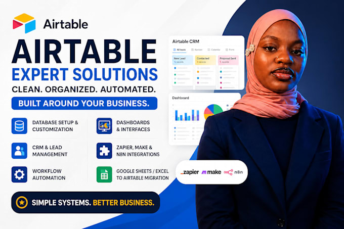 setup airtable database, CRM and automation