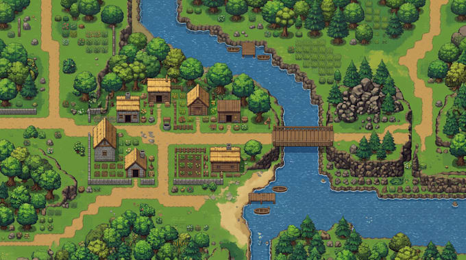 create 2d game tileset tilemap game environment pixel art map assets design