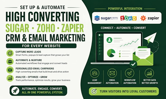 create high converting sugar zoho zapier CRM email marketing for ebay website