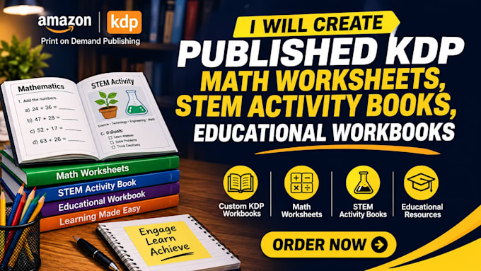 create published KDP math worksheets, stem activity books, educational workbooks