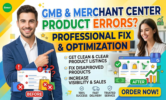 fix and optimized google my business merchant center and products error