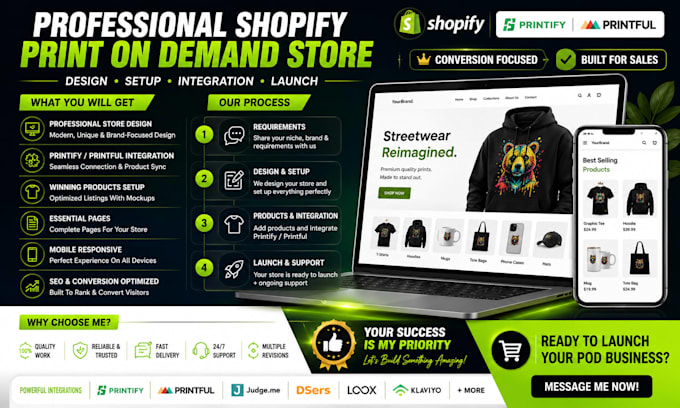 build a shopify print on demand store with printiful or printfy for hoodie