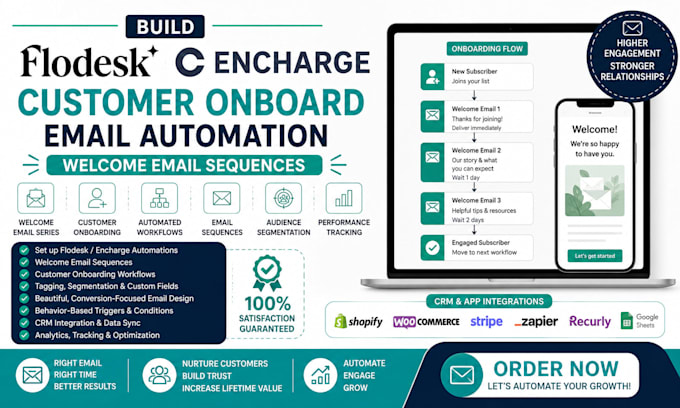 build flodesk encharge customer onboard email automation welcome email sequences