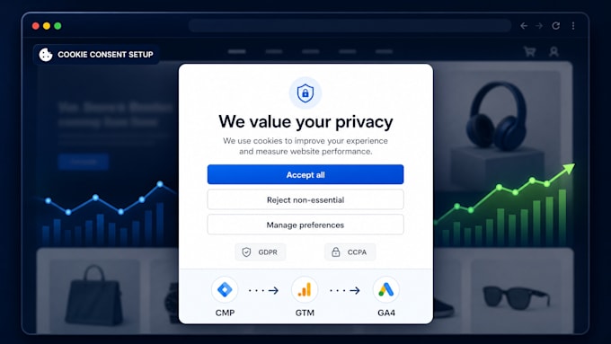 setup google consent mode v2, gdpr ccpa cookie consent and ga4 tracking