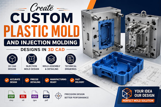create custom plastic mold and injection molding designs in 3d cad