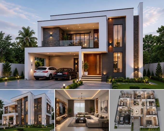 create realistic 3d house modeling, exterior rendering and architectural design