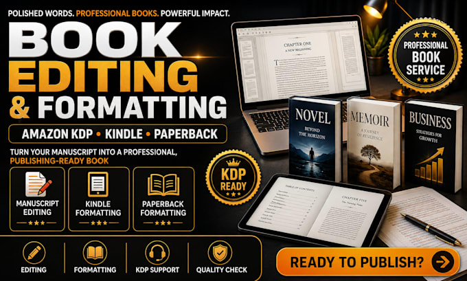 edit, format and publish your book on amazon KDP, KDP expert