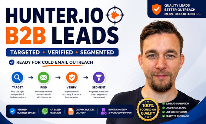 create hunter io cold email leads setup list segmentation b2b lead generation