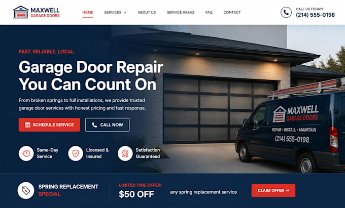 build wix garage door repair website squarespace maintenance website