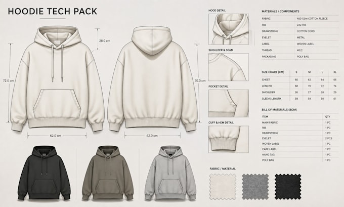 create fashion tech pack, clothing tech pack, technical flats and garment specs