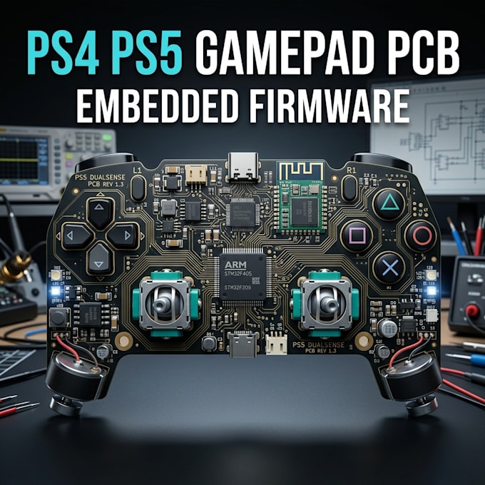 design ps4 ps5 gamepad controller pcb circuit schematic and embedded firmware