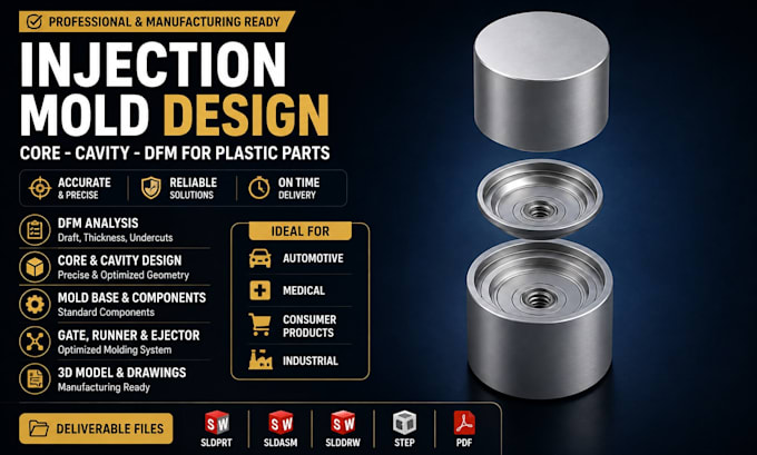 do injection mold design, core cavity, dfm for plastic parts