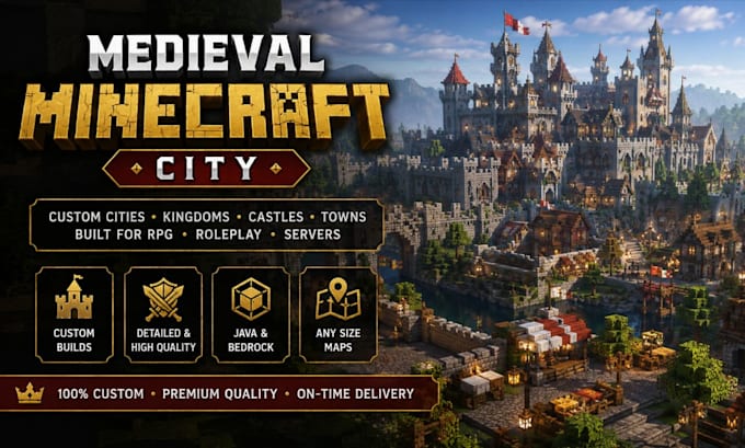 create custom medieval minecraft city kingdom castle and rpg map pack game city