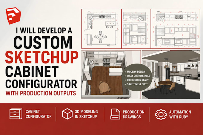 develop a custom sketchup cabinet configurator with production outputs