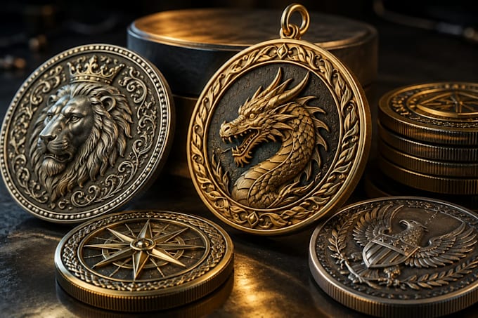 do stl file model for 3d pendant medallion cnc  challenge coin design