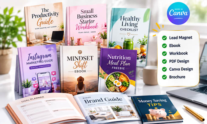 design lead magnet PDF, ebook and workbook in canva