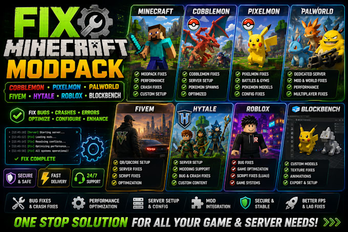 fix minecraft modpack cobblemon pixelmon palworld fivem hytale roblox blockbench