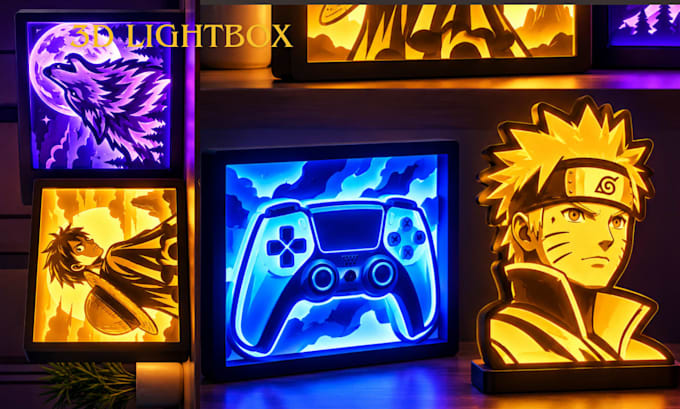 create custom 3d printable lightbox, led logo, text and lithophane stl 3mf