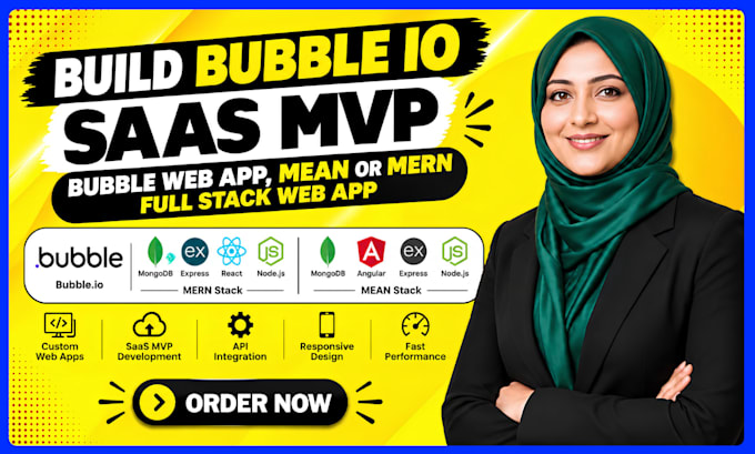 build bubble io saas mvp, bubble web app, mean or mern full stack web app