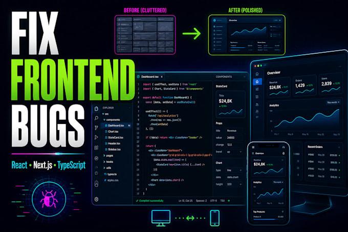 fix react next js node js and API bugs