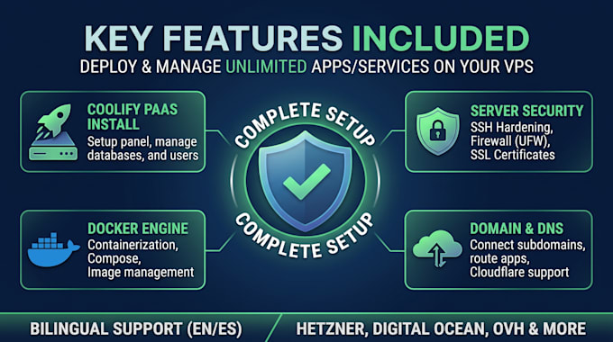 setup coolify, docker containers, and SSL on your  linux vps