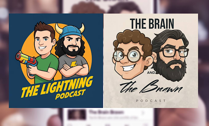 design illustrated cartoon podcast cover art for spotify