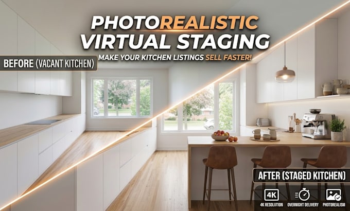 create photorealistic property virtual staging for real estate listing that sell