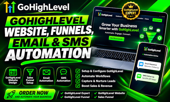 setup and manage gohighlevel expert website, funnels, email and SMS automation