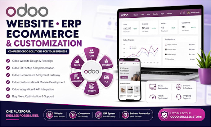 develop odoo erp, odoo website odoo ecommerce and custom modules