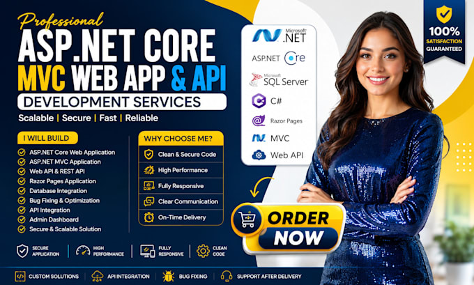 develop a website using a dot net, dot net core mvc, API, razor application
