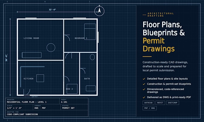 draft architectural floor plans, blueprints, and construction permit drawings