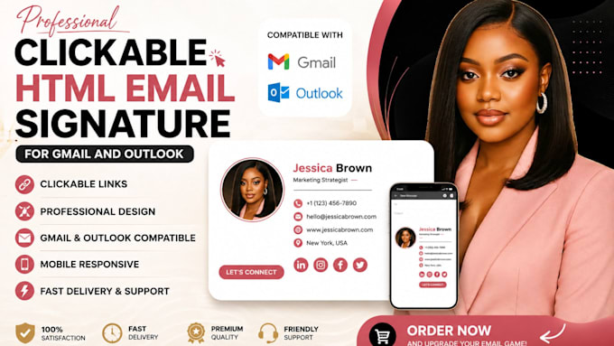do clickable HTML signature for gmail and outlook