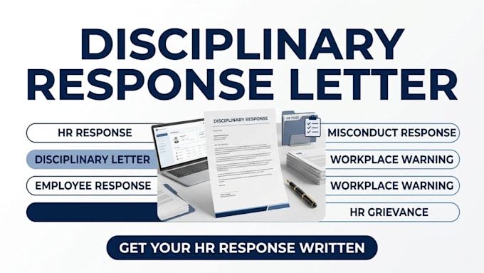 write a disciplinary response letter for a professional HR reply