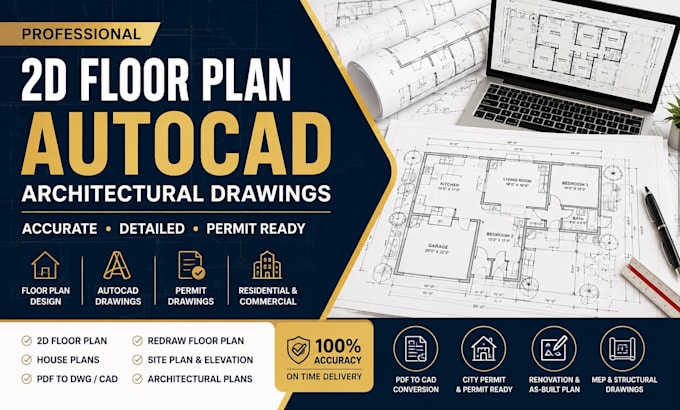 create 2d floor plan, autocad floor plan, house plans and architectural d